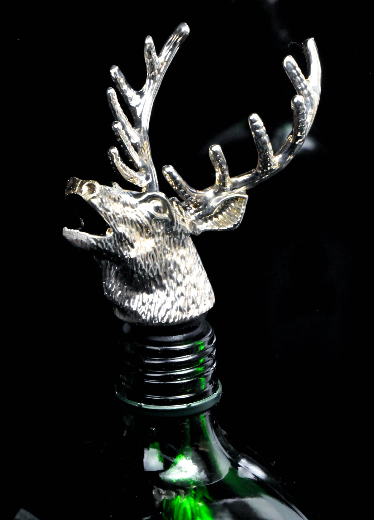 2x bec verseur Jägermeister avec tête de cerf en métal argenté Pourer Silver