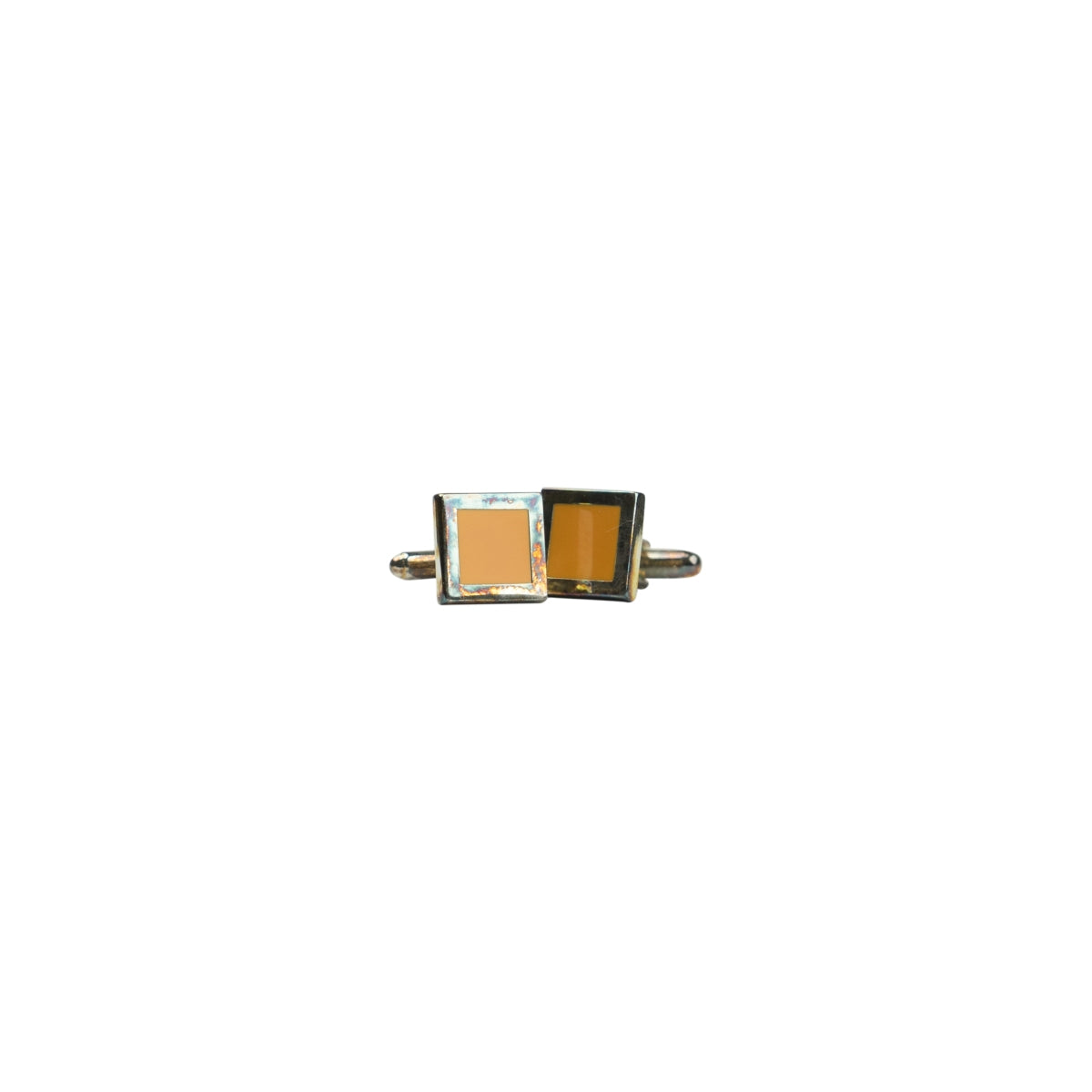 2 boutons de manchette Veuve Clicquot Champagne carrés orange métal argenté