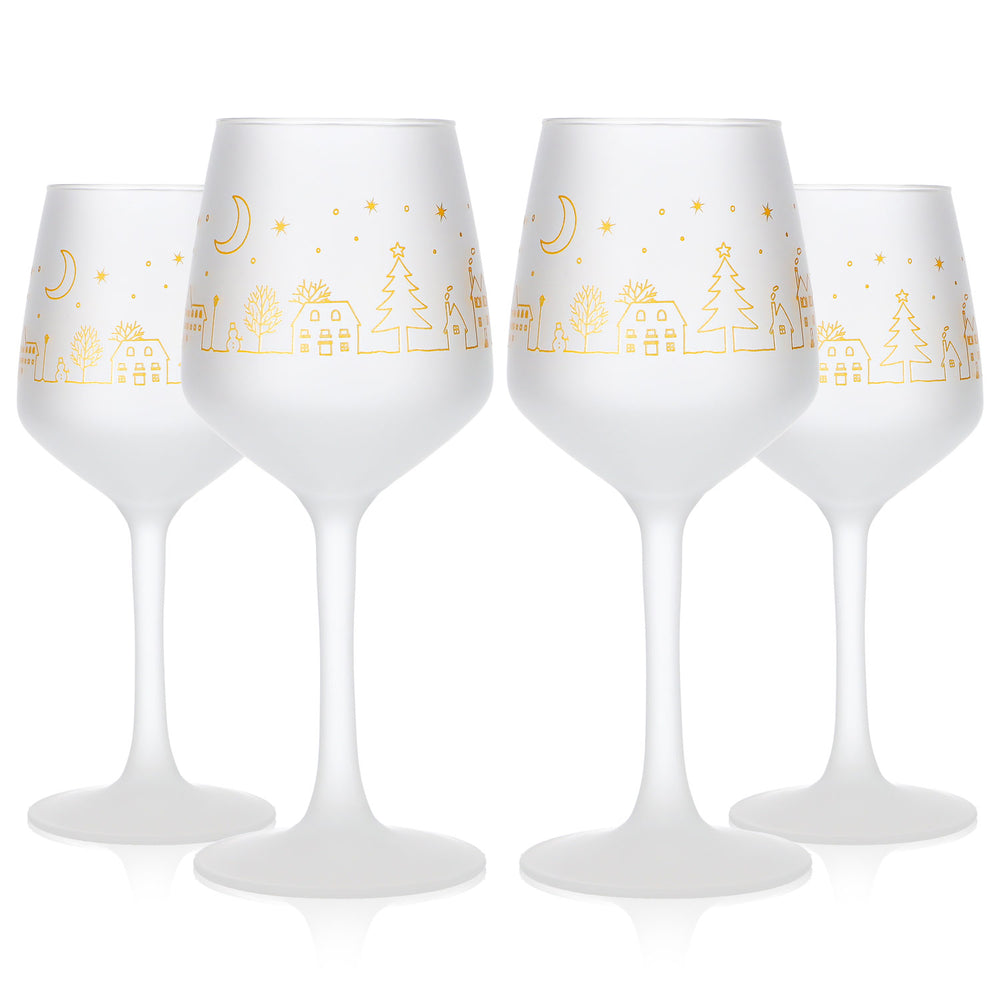 4 tasses à vin chaud Mohaba « Lineal 31 » en verre satiné, forme tulipe, 0,2 l, graduées