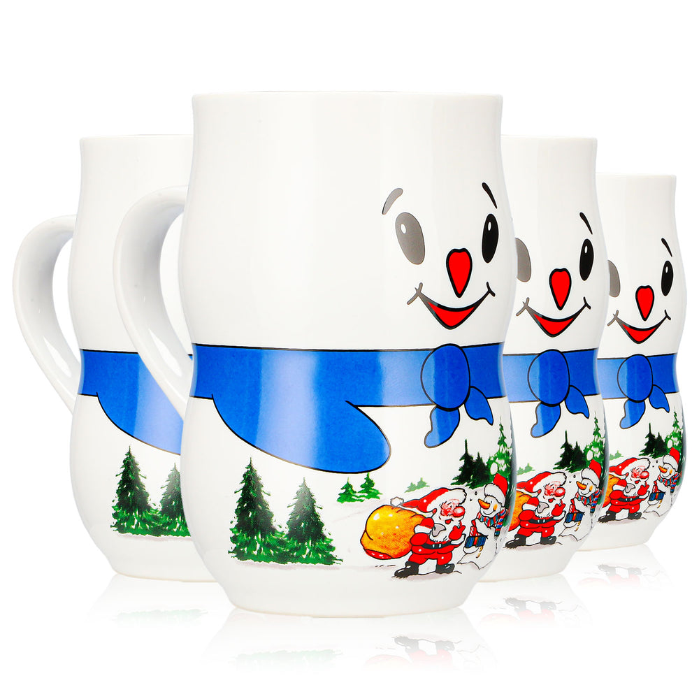 4 tasses à vin chaud Mohaba « Bonhomme de neige » Iceman Père Noël, blanches, 0,2 l, graduées