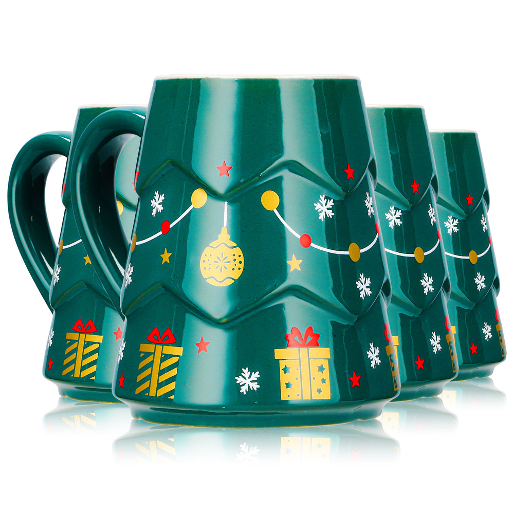 4 tasses à vin chaud Mohaba « Sapin » vert foncé / Chamonix, 0,2 l, graduées