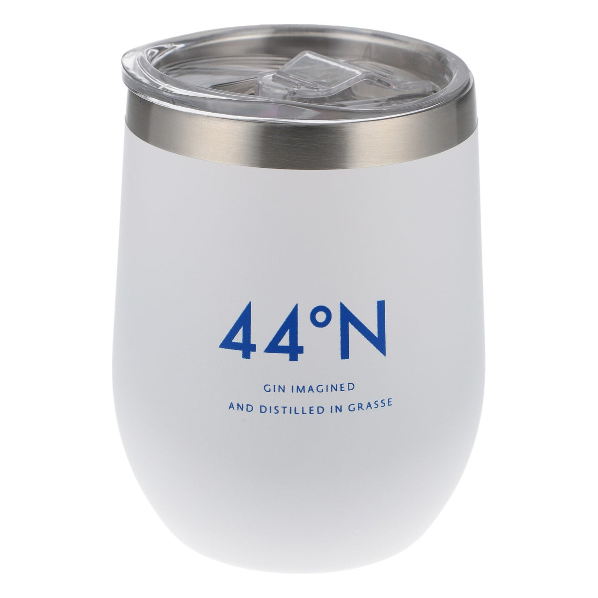 Gobelet « 44°N Gin To-Go » en acier inoxydable, 0,4 l, avec paille, blanc – Nouveau et tendance – Vue 2
