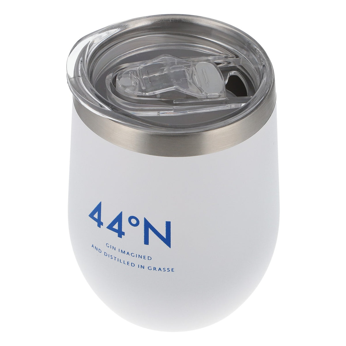 Gobelet « 44°N Gin To-Go » en acier inoxydable, 0,4 l, avec paille, blanc – Nouveau et tendance – Vue 6
