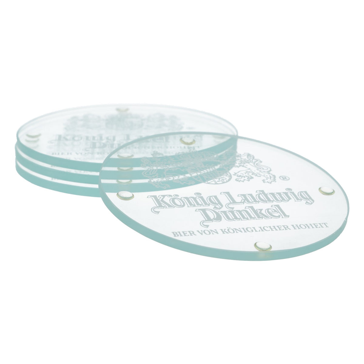 4x sous-verres König Ludwig Bière Sous-verres en verre Logo gravé Élégant