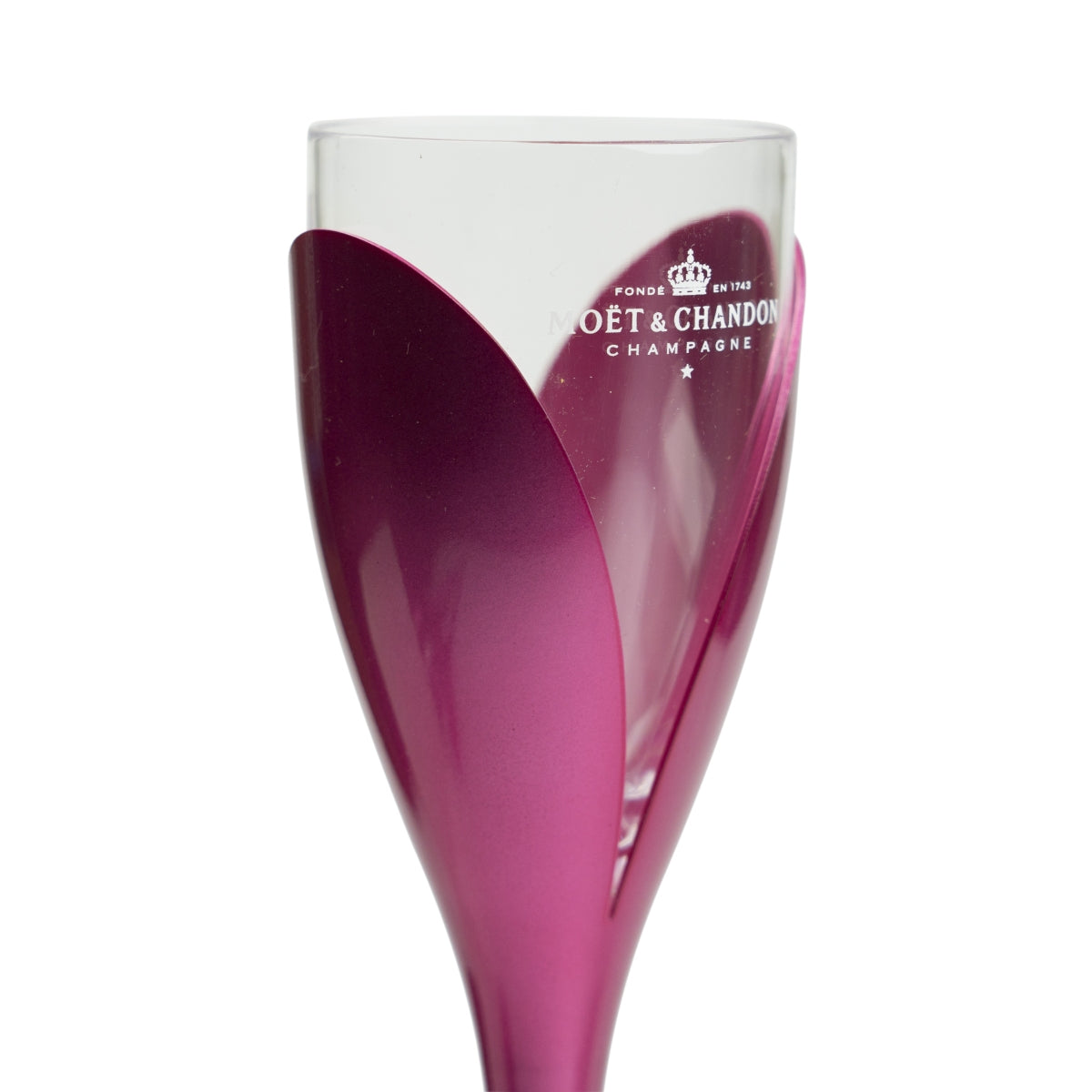 4x porte-verres à champagne Moët & Chandon Tulipe + 4 verres en plastique sur pied rose – Vue 3