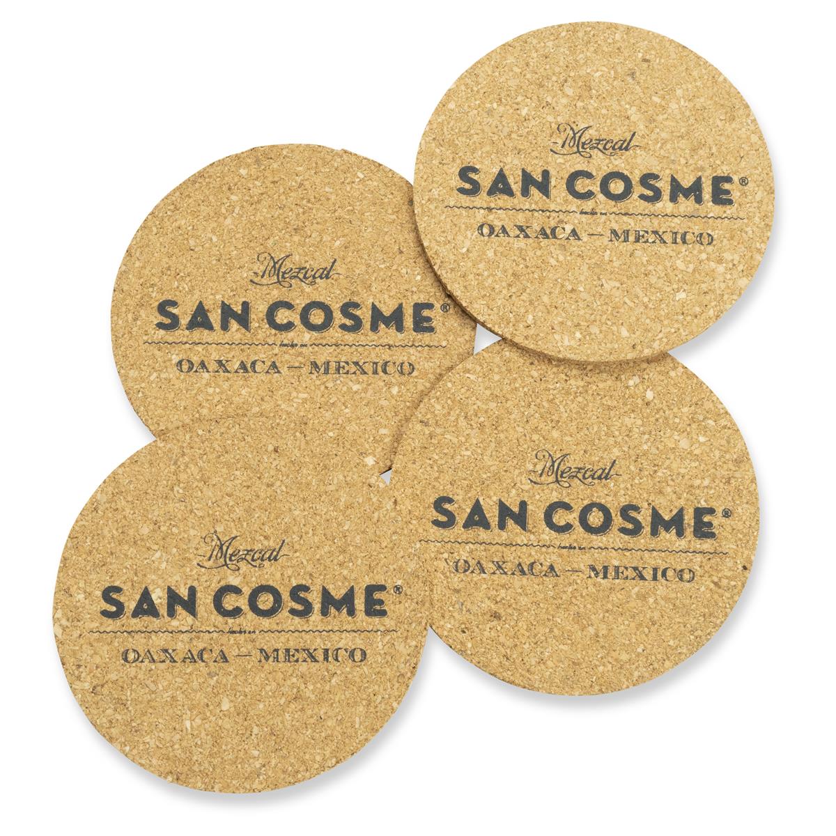 4x San Cosme Mezcal Sous-verres en liège ronds