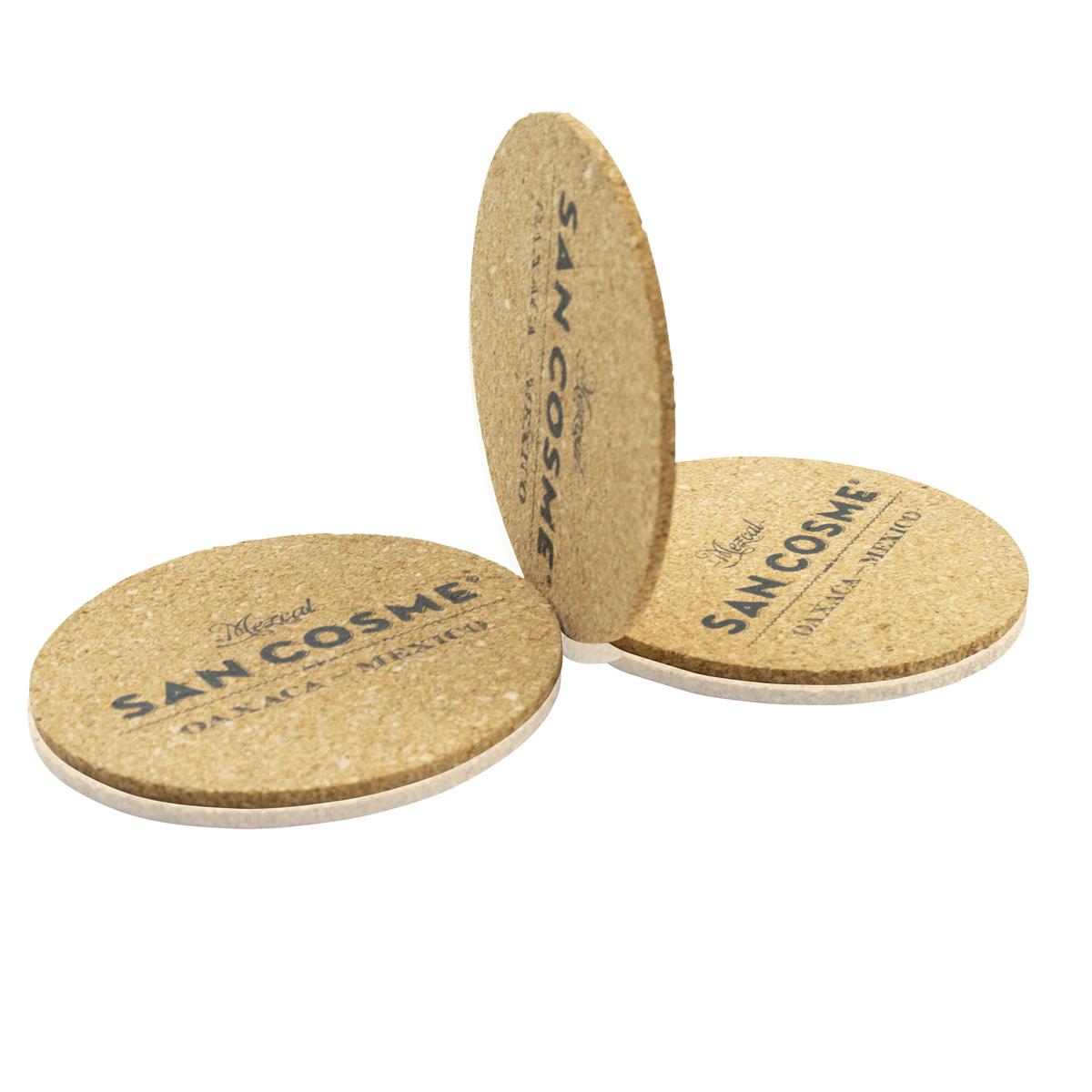 4x San Cosme Mezcal Sous-verres en liège ronds – Vue 2
