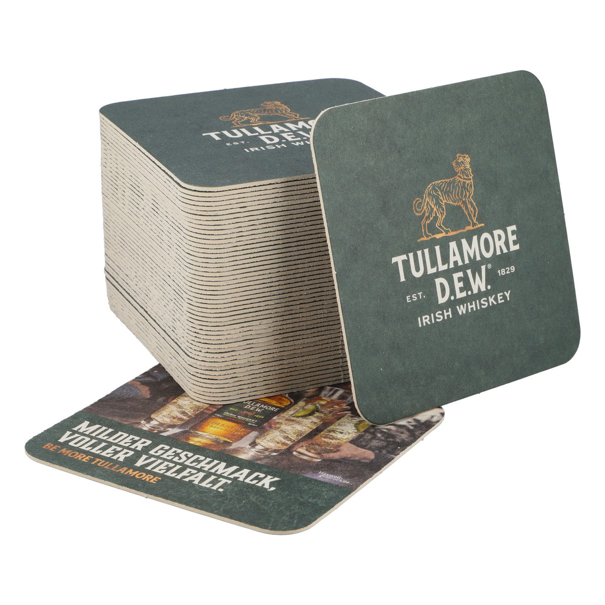 50x sous-verres Tullamore Dew Whisky, sous-verres en verre vert – Vue 2