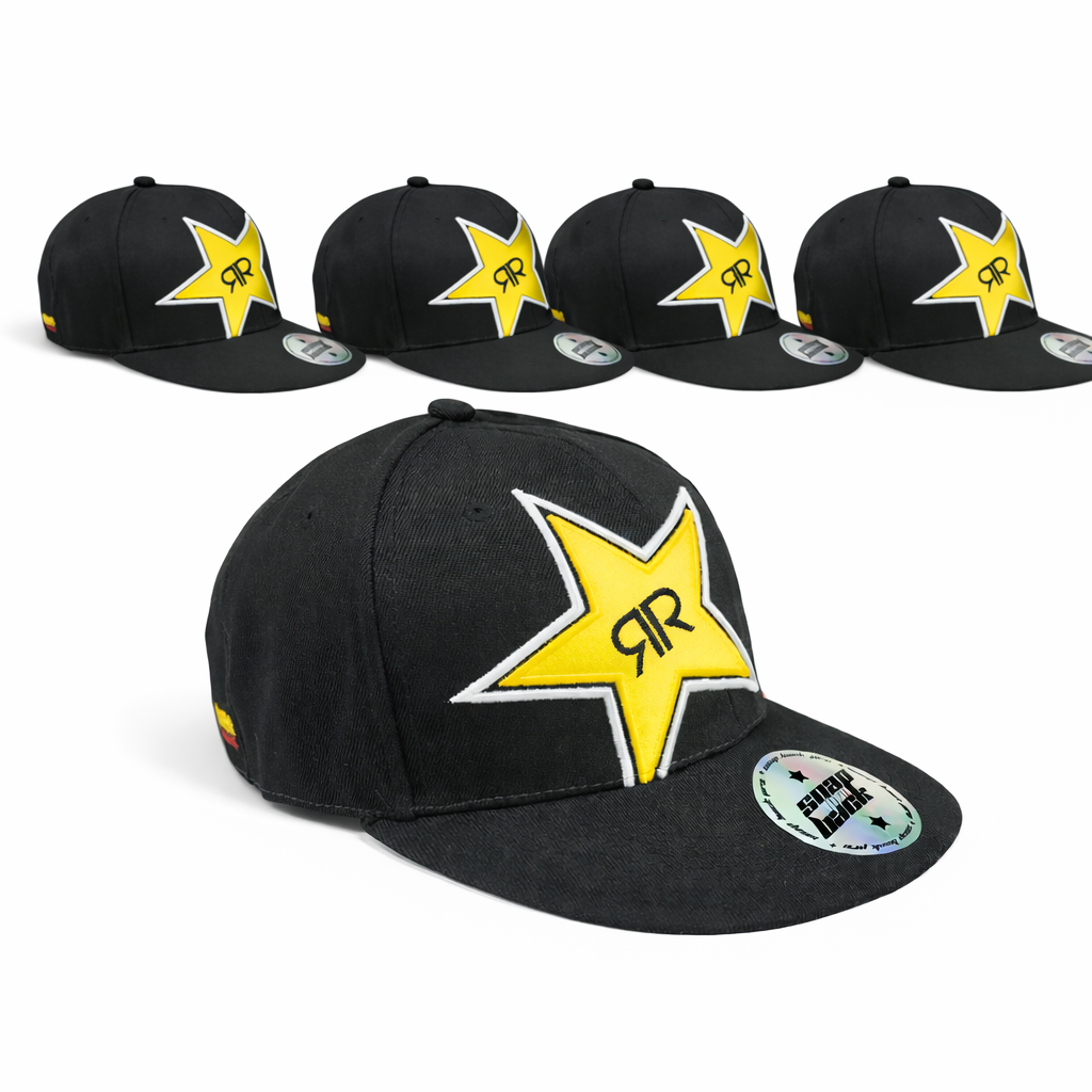 5x Casquette Rockstar Energy Cap Snap Basecap Back Cap Noir Unisexe BMX