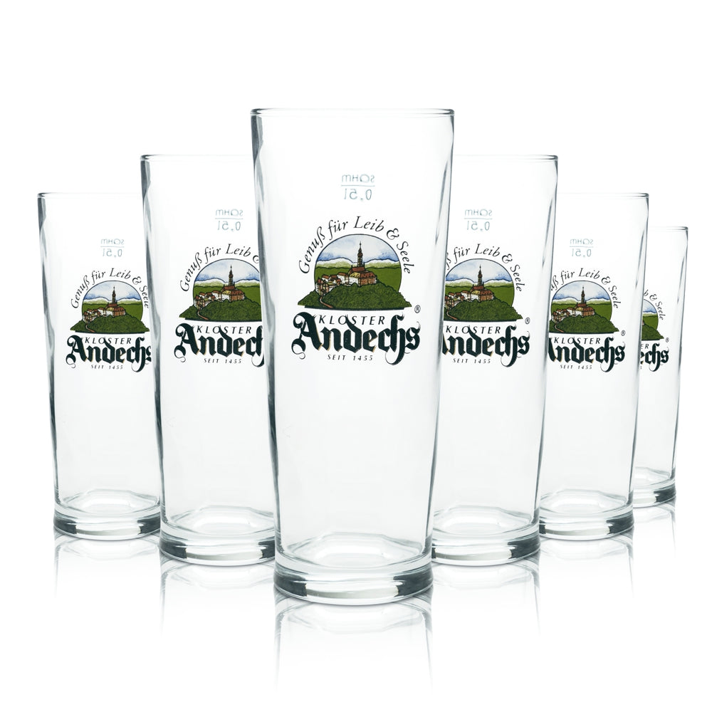 6 verres à bière Andechs 0,5 l avec logo Sahm, neufs