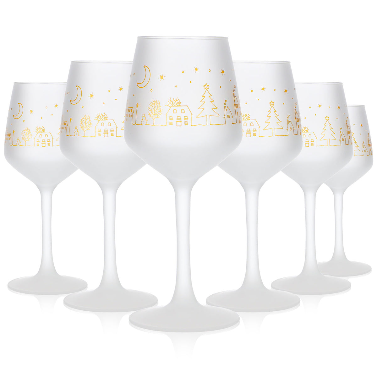 6 tasses à vin chaud Mohaba « Lineal 31 » en verre satiné, forme tulipe, 0,2 l, graduées