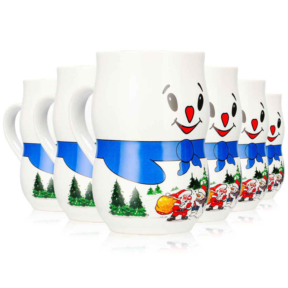 6 tasses à vin chaud Mohaba « Bonhomme de neige » Iceman Père Noël, blanches, 0,2 l, graduées