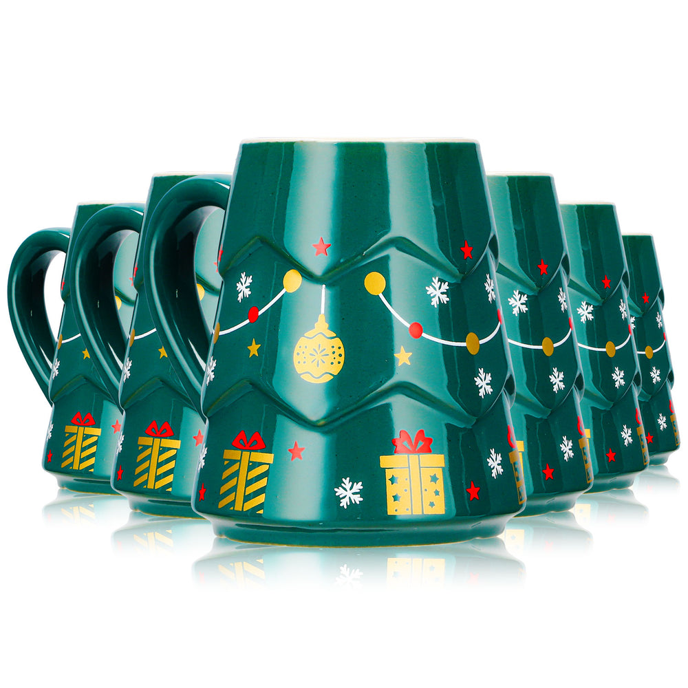 6 tasses à vin chaud Mohaba « Sapin », vert foncé / Chamonix, 0,2 l, graduées