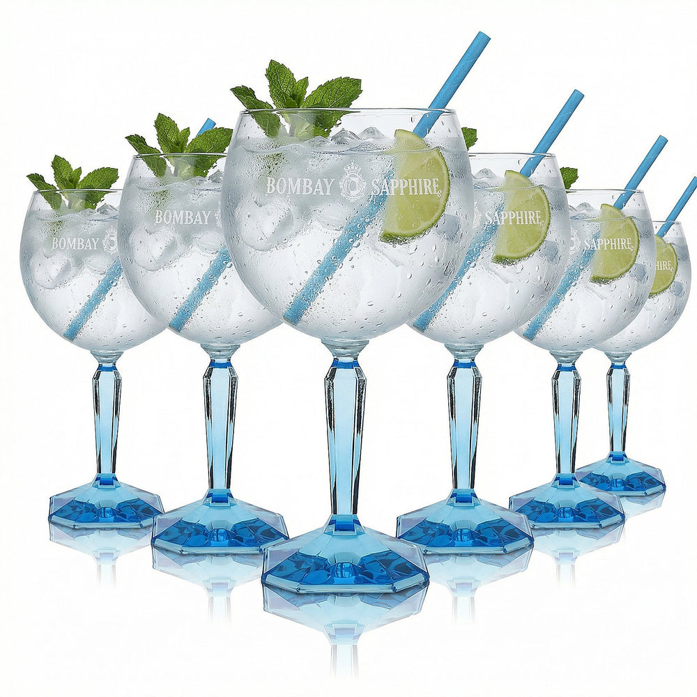 lot de 6 verres à gin Bombay Sapphire 0,68 l – Copa avec pied bleu pour gin tonic