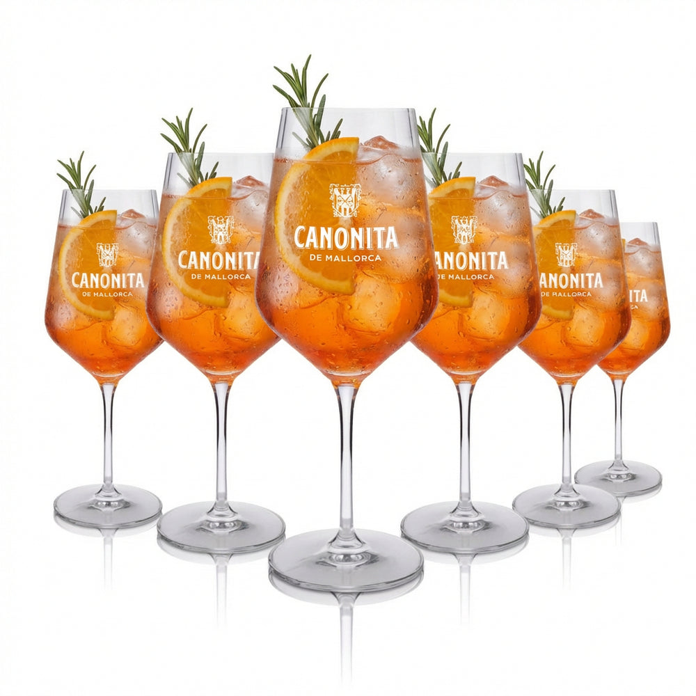 Lot de 6 verres Canonita de Mallorca 0,57 l – Verres à pied pour apéritif et liqueur Spritz