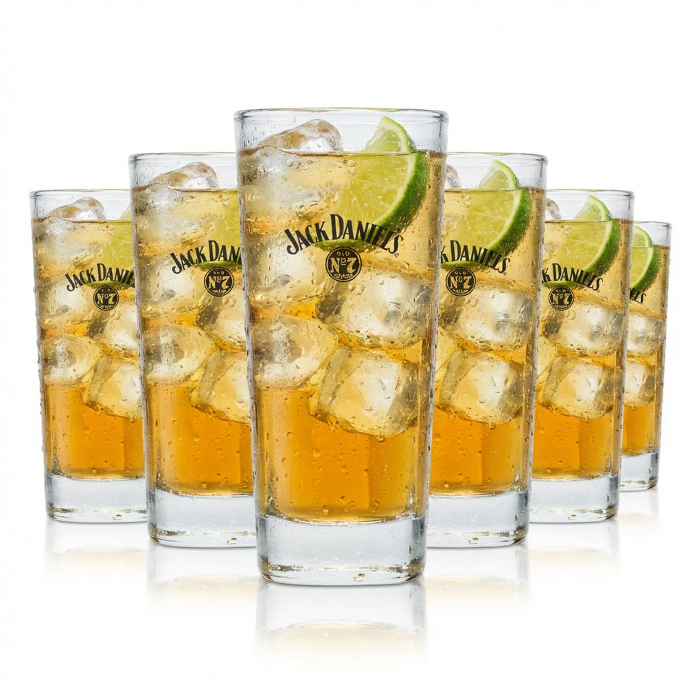 Lot de 6 verres Jack Daniels 0,35 l – Verre à long drink Old No. 7 classique calibré