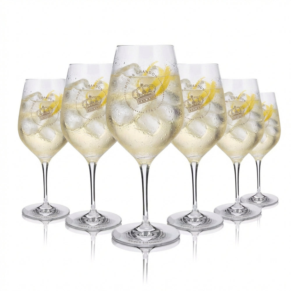 Lot de 6 coupes à champagne Moët & Chandon 0,63 l – Verre véritable avec graduation