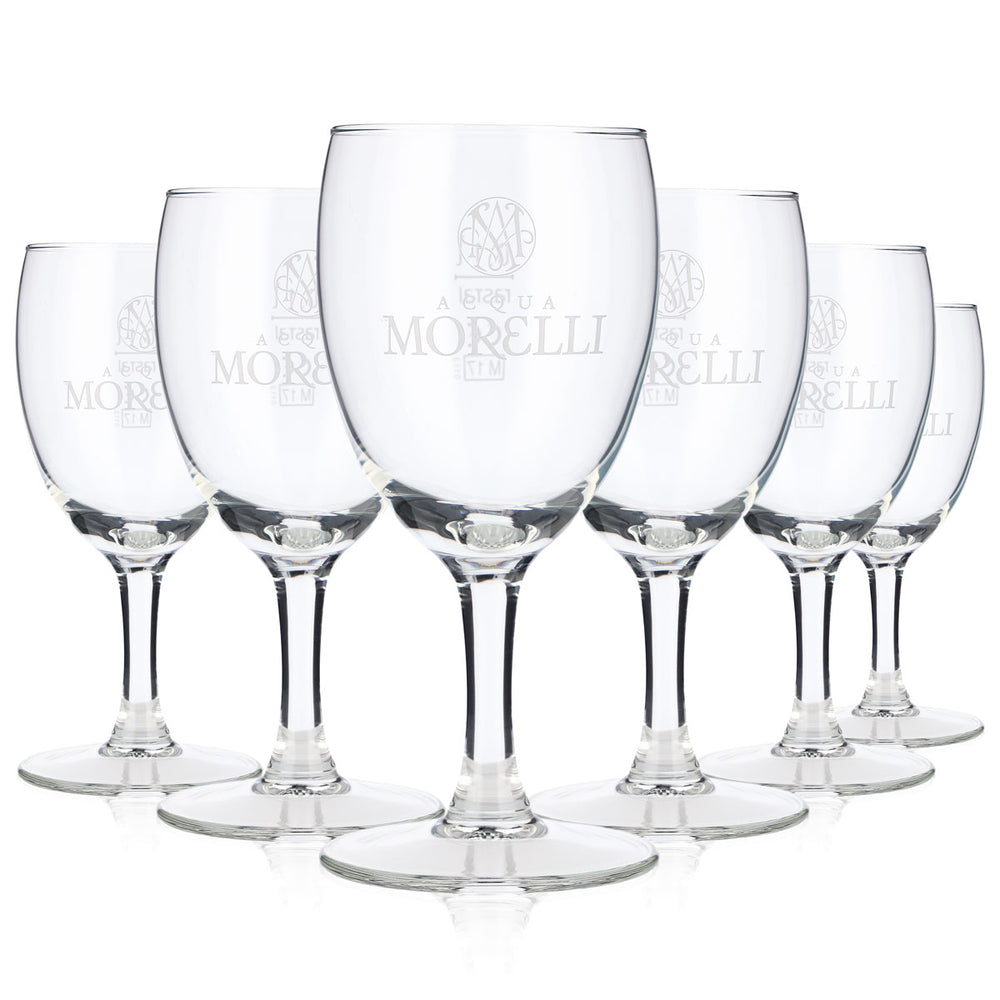 6 verres à eau Acqua Morelli 0,1 l, coupe, logo blanc Rastal Westerwald