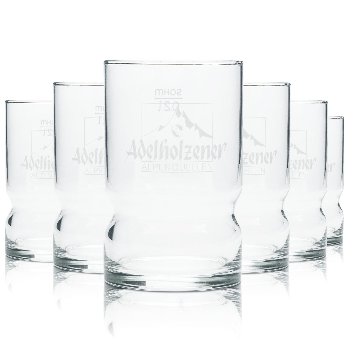 6 verres Adelholzener Wasser 0,2 l, gobelets Tumbler, verres profilés, source minérale Sod