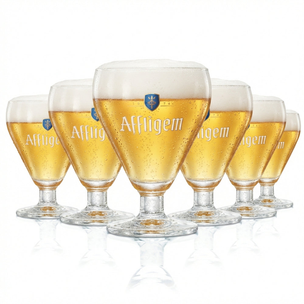 6 verres à bière Affligem 0,3 l, forme tulipe, verres à pied, verres à bière, verres à dégustation, verres à cocktail, verres à whisky, verres à liqueur, verres à eau, verres à vin, ver