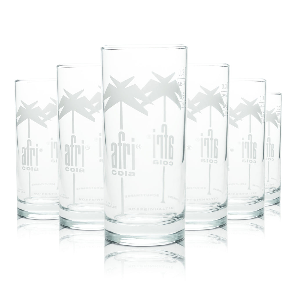 6x verre Afri Cola 0,3 l avec trait de remplissage, chêne, bar gastronomique, cocktail, long drink