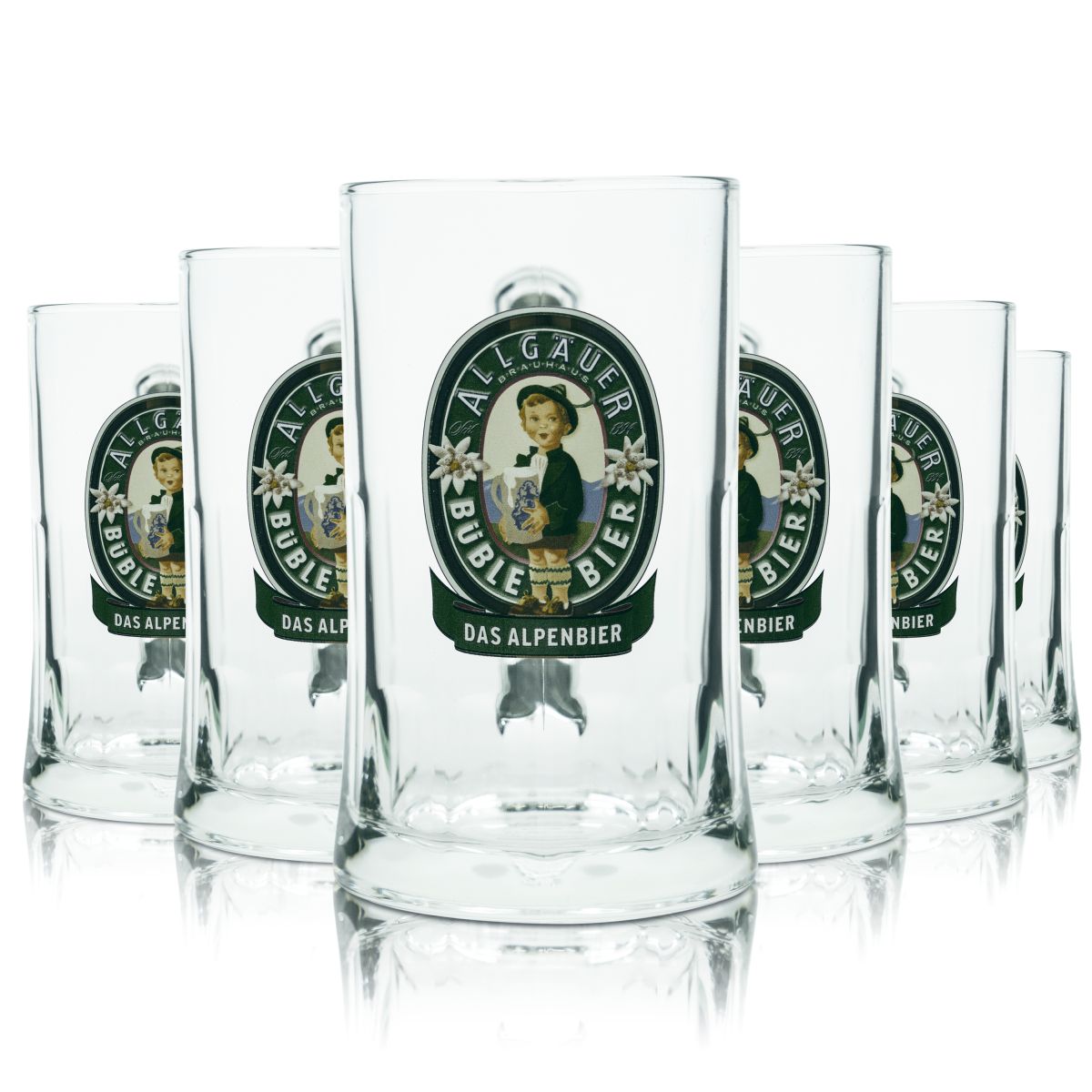 6 verres à bière Allgäuer Büble 0,5 l Chopes à bière Verres à anse Chopes Seidel Brasserie