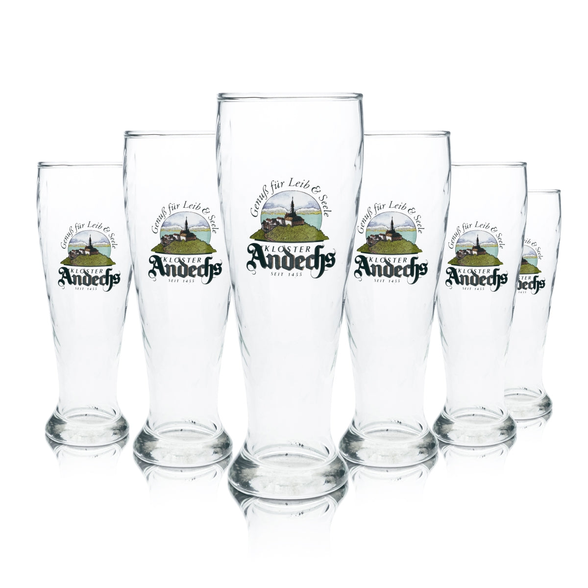 6 verres à bière Andechs 0,5 l, bière blanche à la levure, verres profilés, gastronomie, brasserie, bar