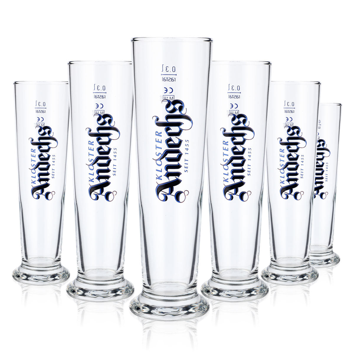 6 verres à bière Andechs 0,3 l Verres à bière Verre en forme de coupe Logo vertical – Vue 5