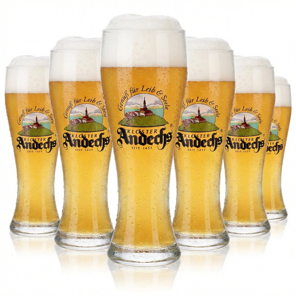 6 verres à bière Andechs en verre 0,3 l, bière blanche, un délice pour le corps et l'esprit, herbacé
