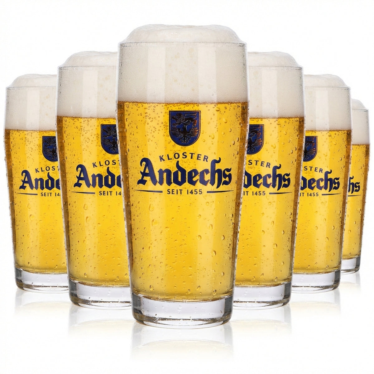 6 verres à bière Andechs 0,3 l Willi-Becher Logo bleu F.Herb
