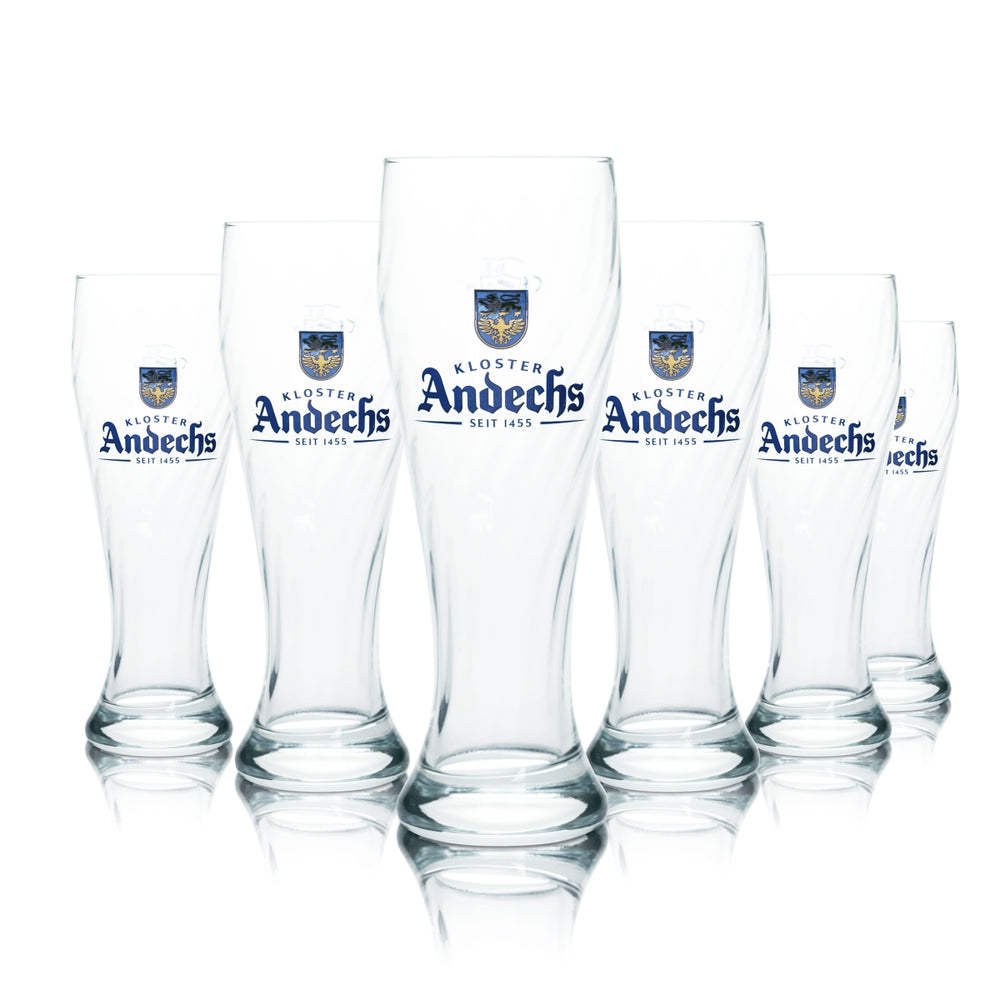 6 verres Andechs 0,5 l pour bière blanche, levure, bière de blé cristalline, bière d'abbaye, brasserie