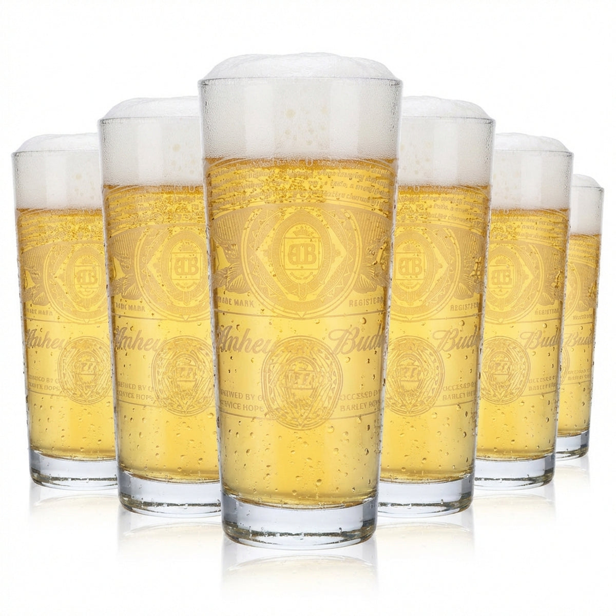6 verres à bière Anheuser-Busch Bud 0,4 l avec logo blanc Frankonia