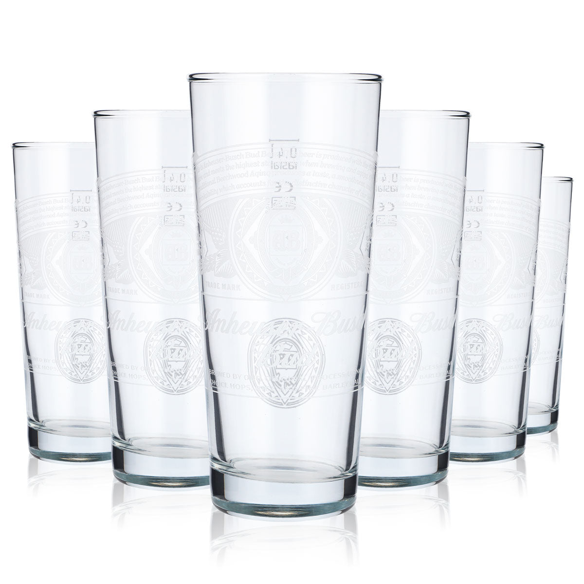 6 verres à bière Anheuser-Busch Bud 0,4 l avec logo blanc Frankonia – Vue 5