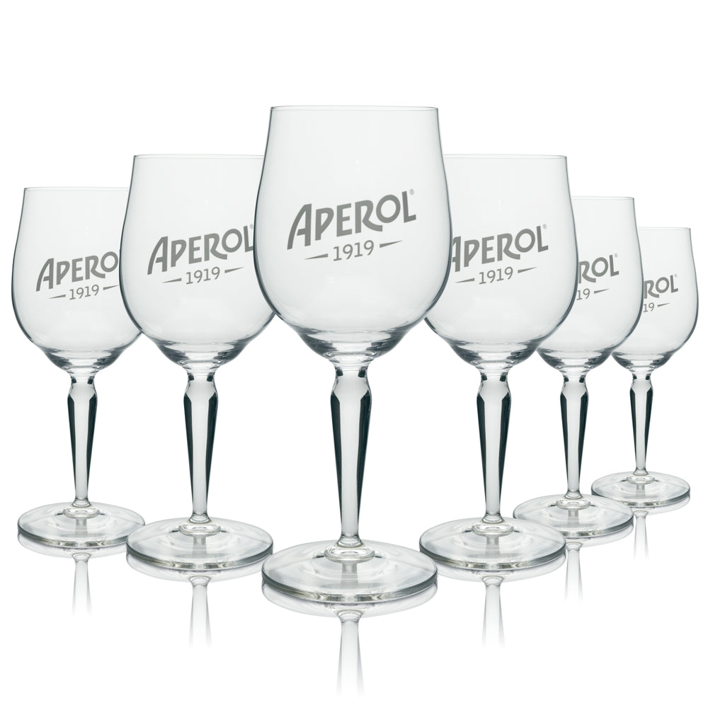 6 verres à apéritif Aperol Spritz Signature 0,53 l, rare, ancien logo Calice de 1919