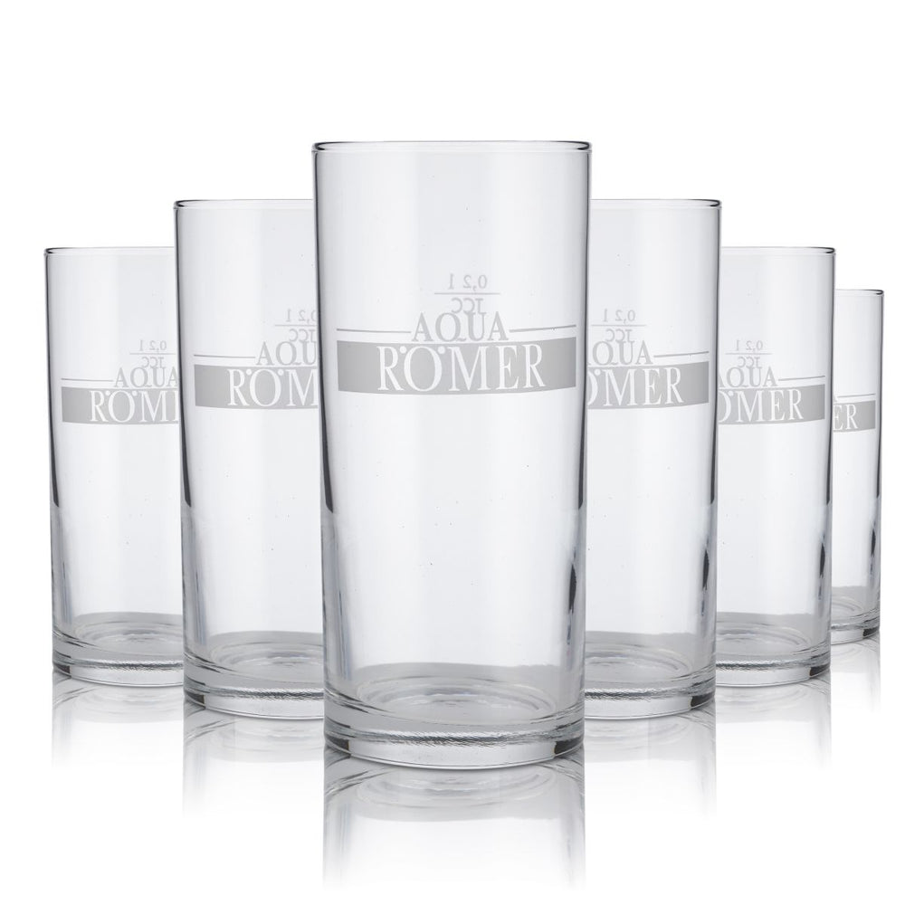 6x Aqua Römer verre verres 0,2l set eau minérale gazeuse soda gastro