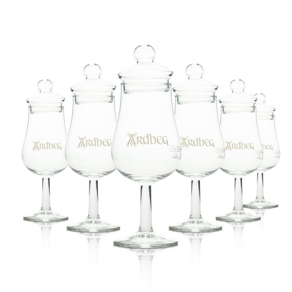 6 verres à whisky Ardbeg 4 cl avec couvercle Logo blanc Urban Bar