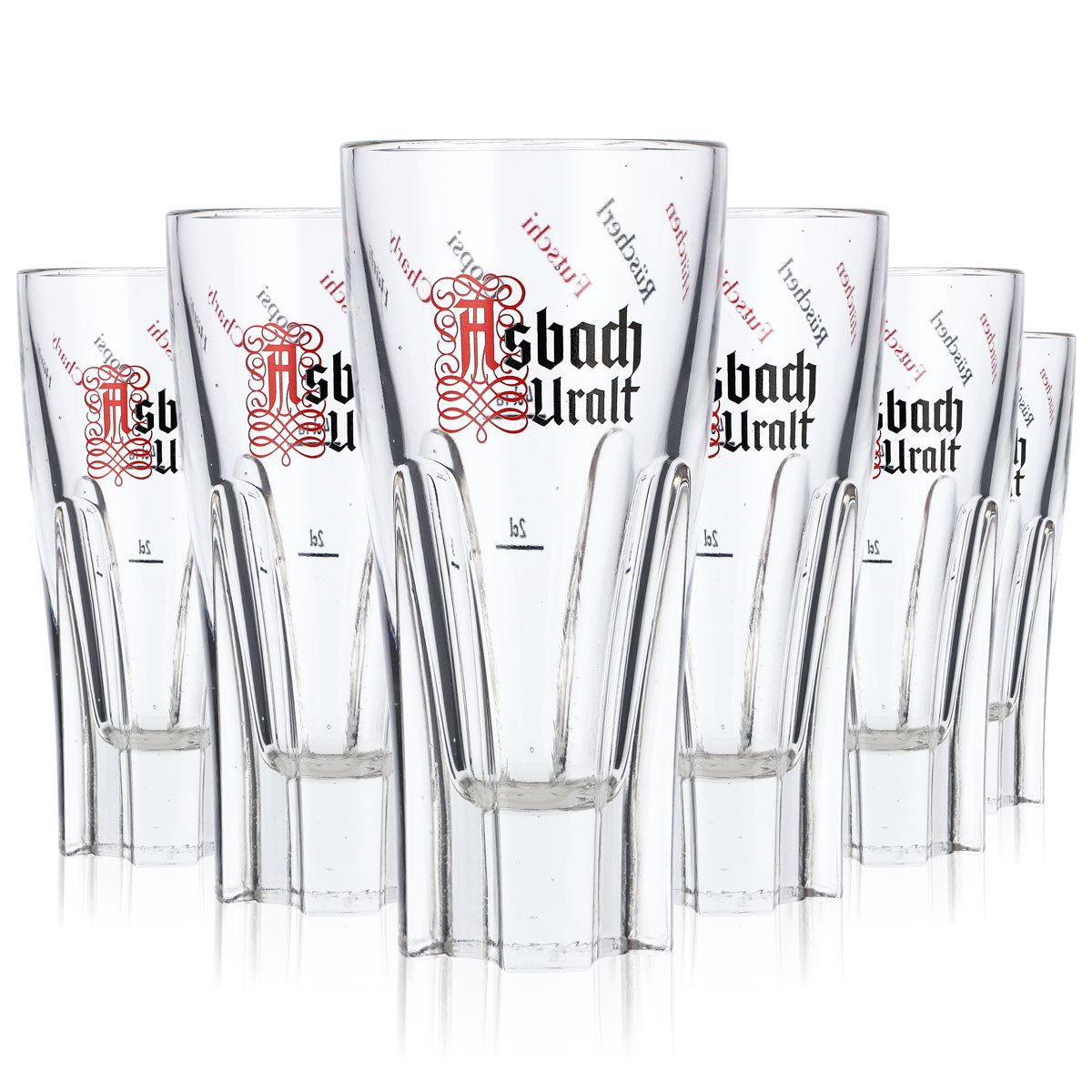 6 verres à brandy Asbach 2 cl/4 cl avec logo Stamper Uralt « Hütchen Rüscher » Rastal – Vue 6