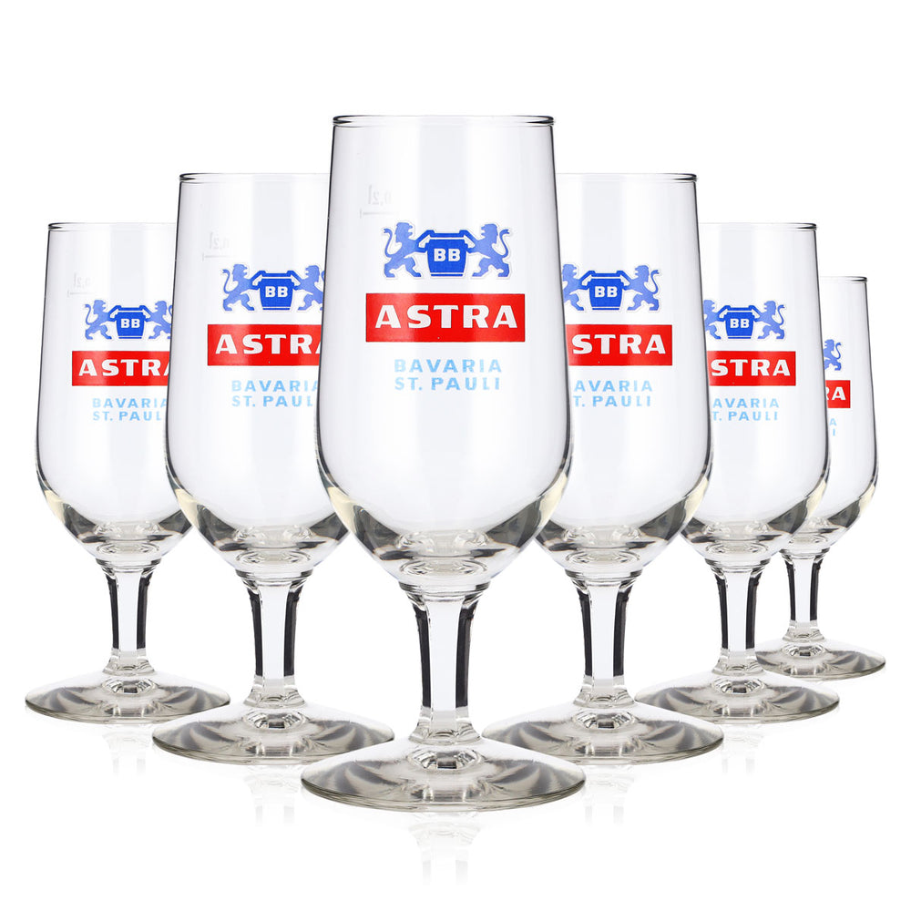 6 verres à bière Astra 0,2 l, forme tulipe, St. Pauli Rastal, verre à bière en forme de coupe
