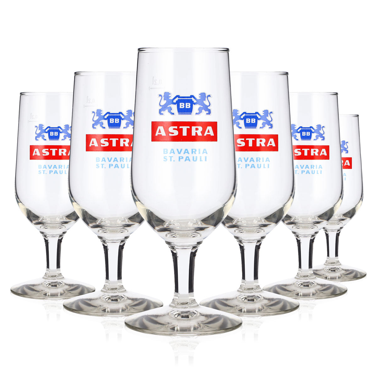 6 verres à bière Astra 0,2 l, forme tulipe, St. Pauli Rastal, verre à bière en forme de coupe