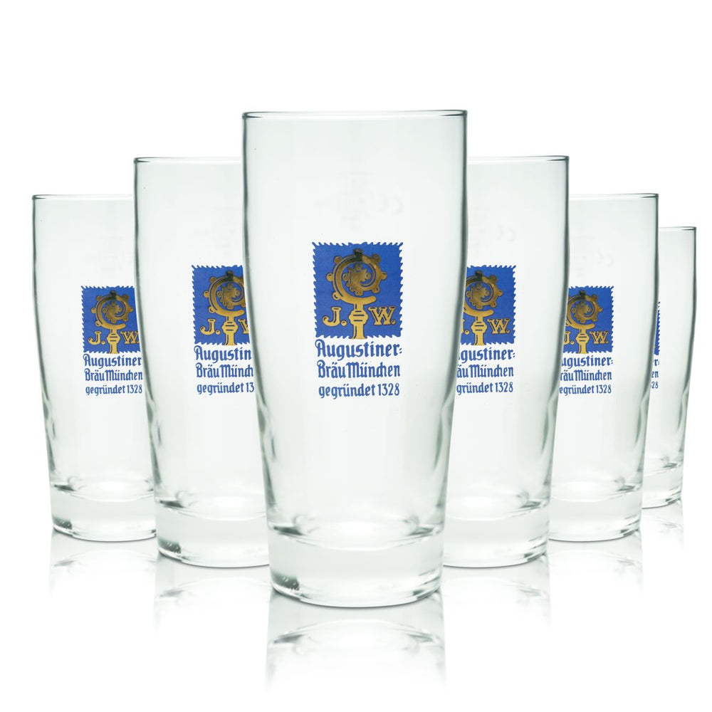 6 verres à bière Augustiner 0,3 l Willi Becher Set de verres Brasserie Munich Bavière