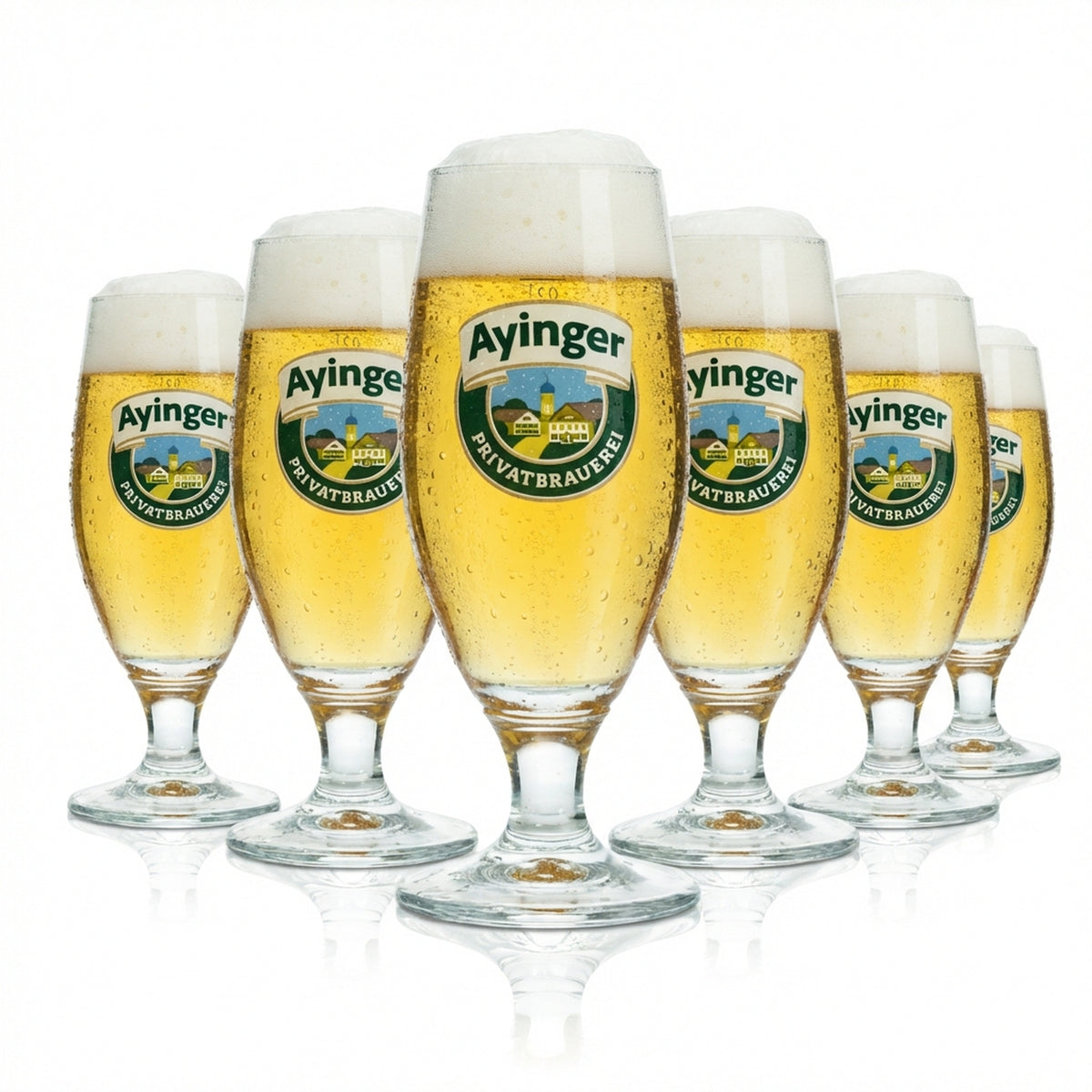 6 verres à bière Ayinger 0,2 l, forme tulipe, bière blanche, verres à bière, brasserie, bar gastronomique