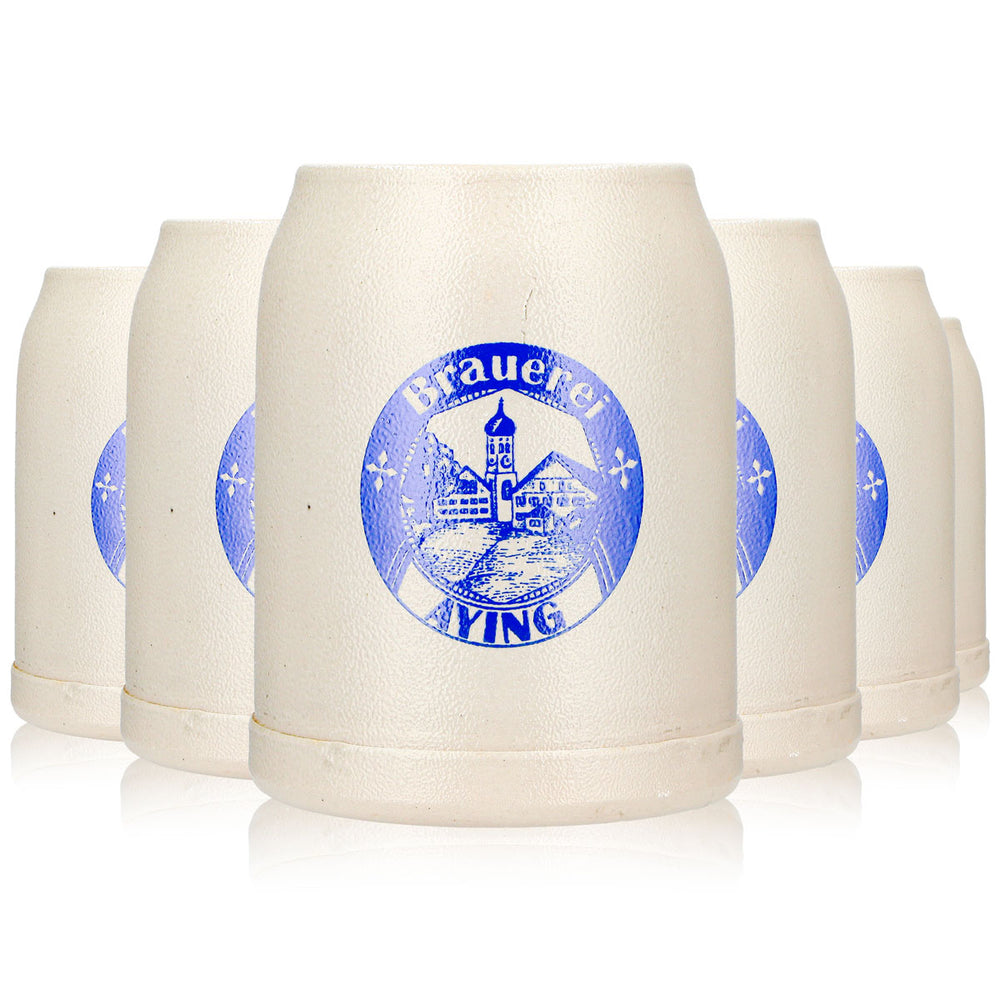 6 verres à bière Ayinger de 0,5 l, modèle « Krug », logo bleu, couleur terre cuite (lot de 6)