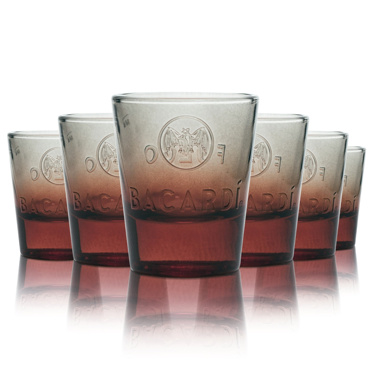 6 verres à shot Bacardi 4 cl, verres courts à contour droit Fuego Gastro Kneipe Bar