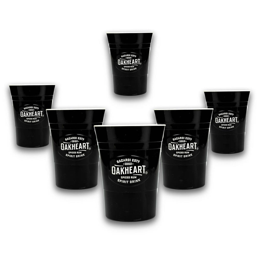 6x Bacardi Rum Becher Oakheart Plastique dur noir 330 ml