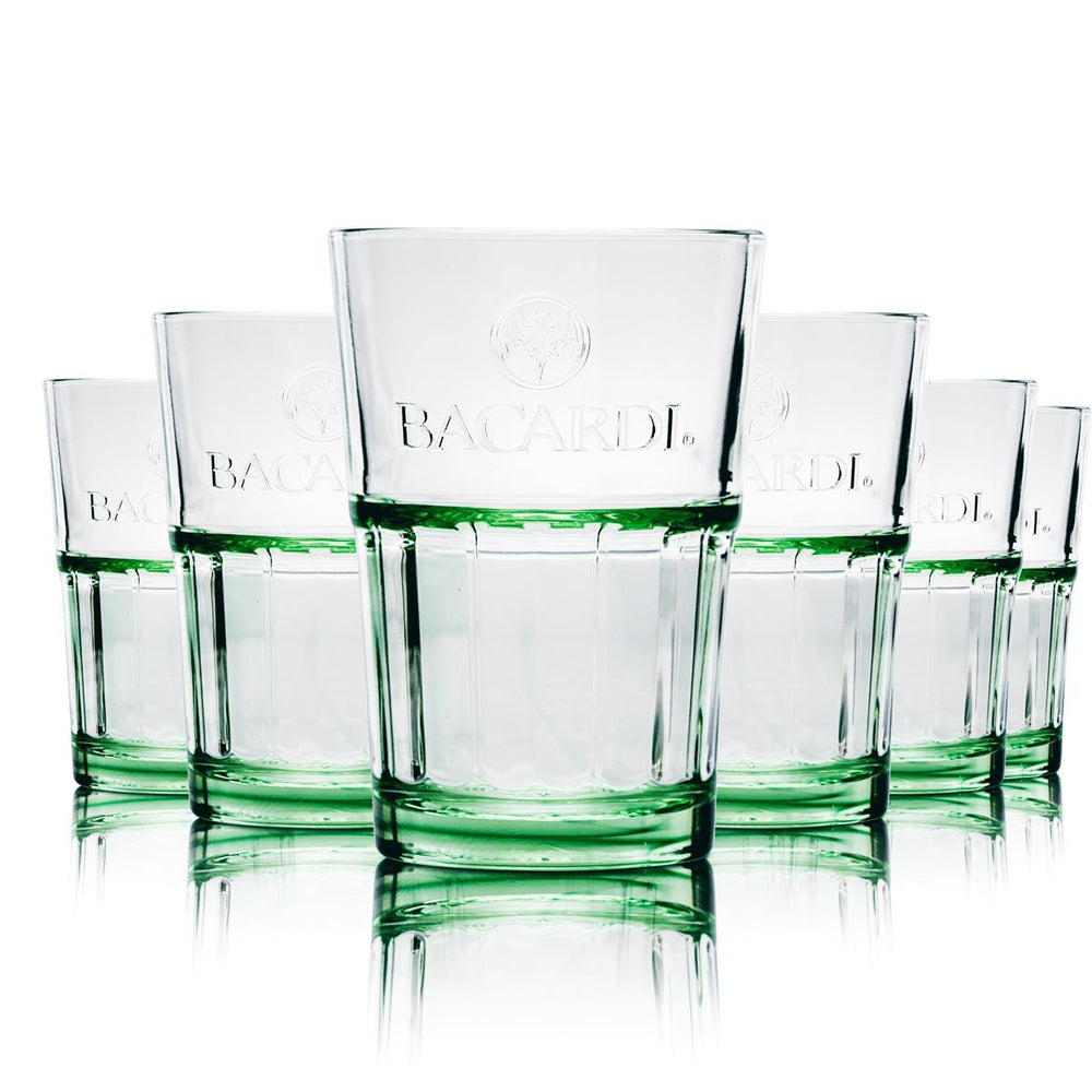 6 verres à rhum Bacardi verts empilables 36 cl