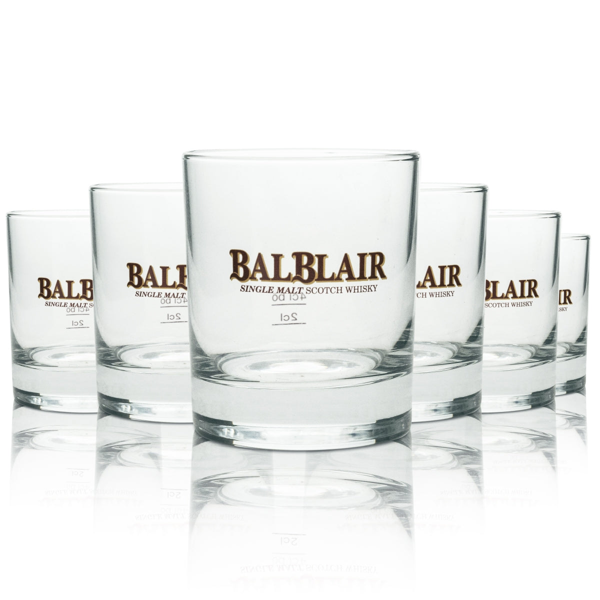 6 verres à whisky Balblair avec logo rouge