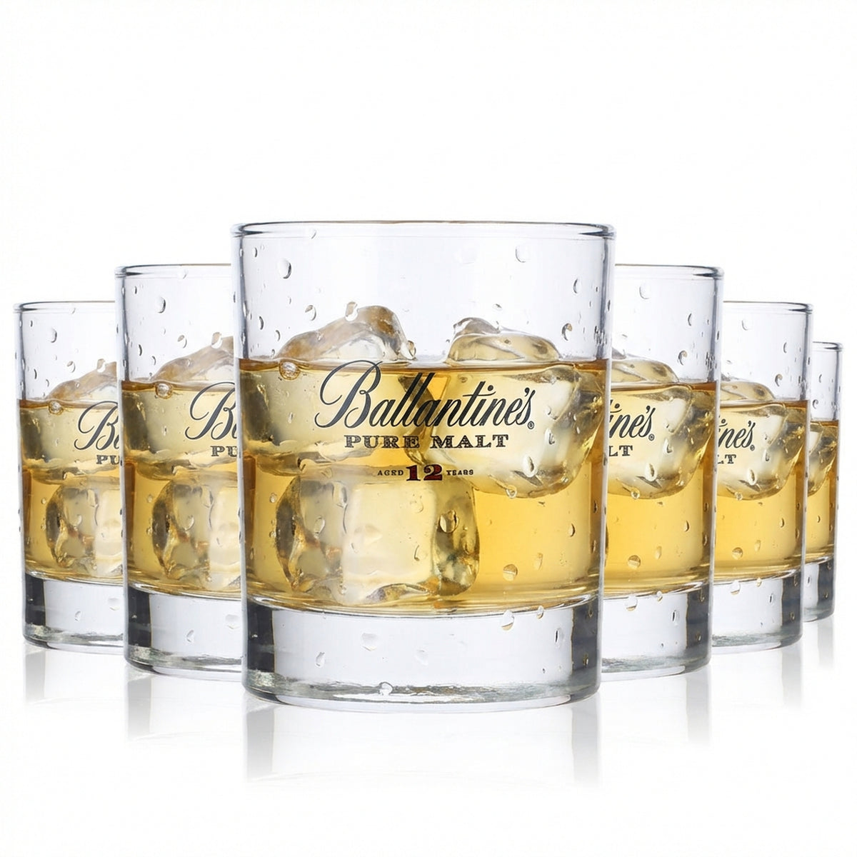 6 verres à whisky Ballantines 0,23 l Verres à fond épais Tumbler « Pure Malt »