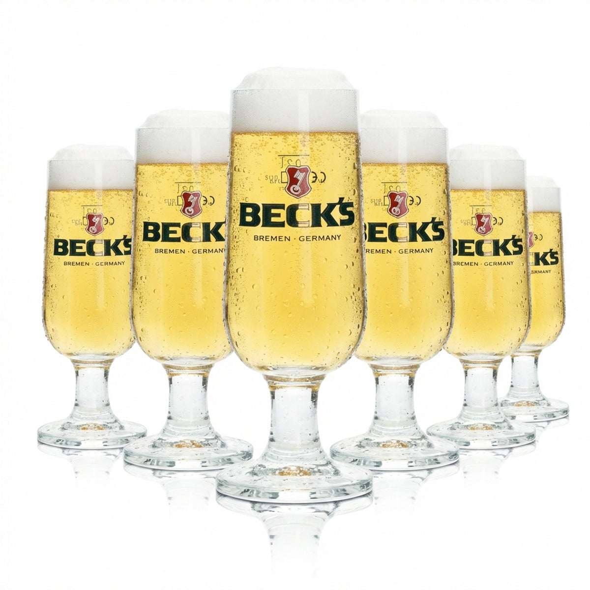 6 verres à bière Becks 0,2 l, forme tulipe, Ritzenhoff, argent, brasserie, bar à bière