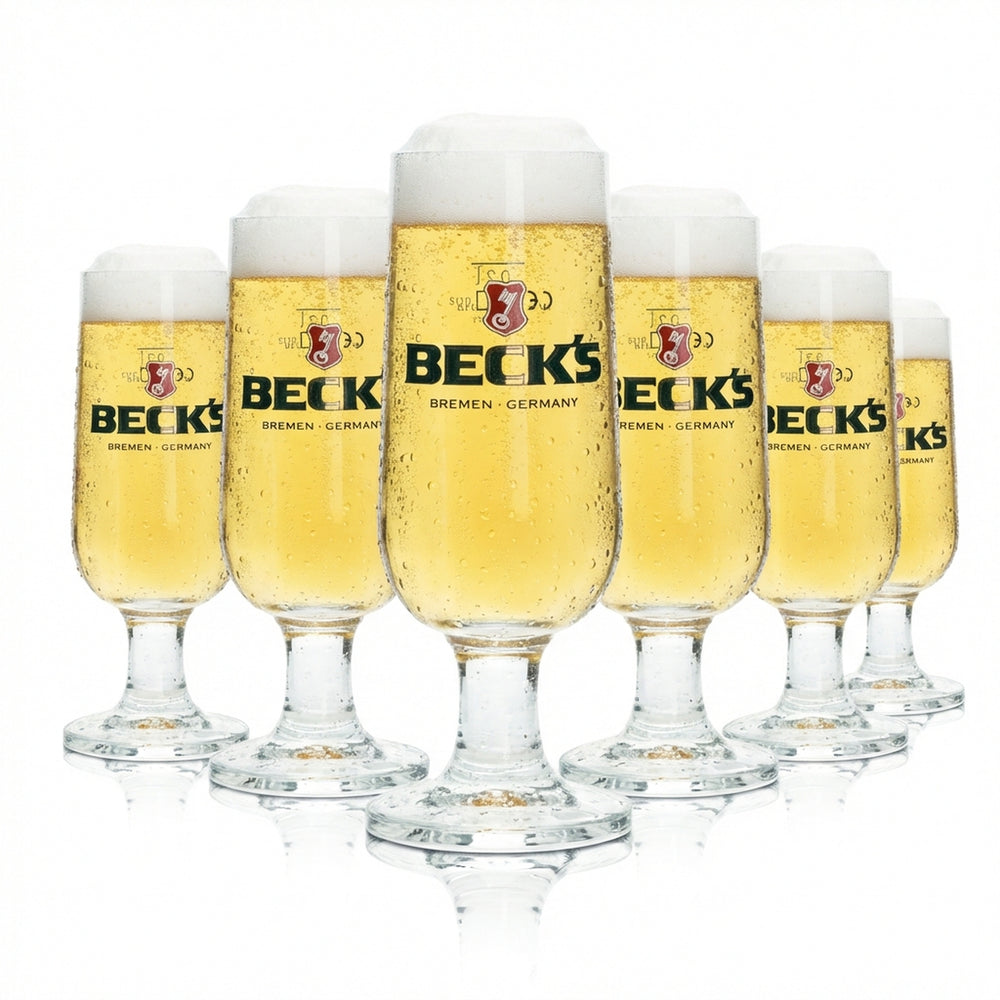 6 verres à bière Becks 0,2 l, forme tulipe, Ritzenhoff, argent, brasserie, bar à bière