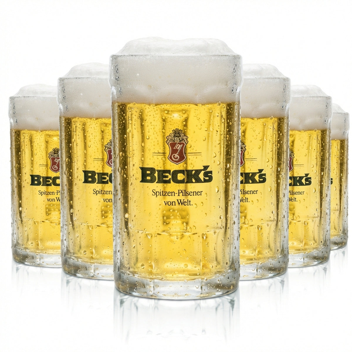 6 verres à bière Becks 0,5 l à relief Sahm Seidel Ancien logo Verres à relief Chopes